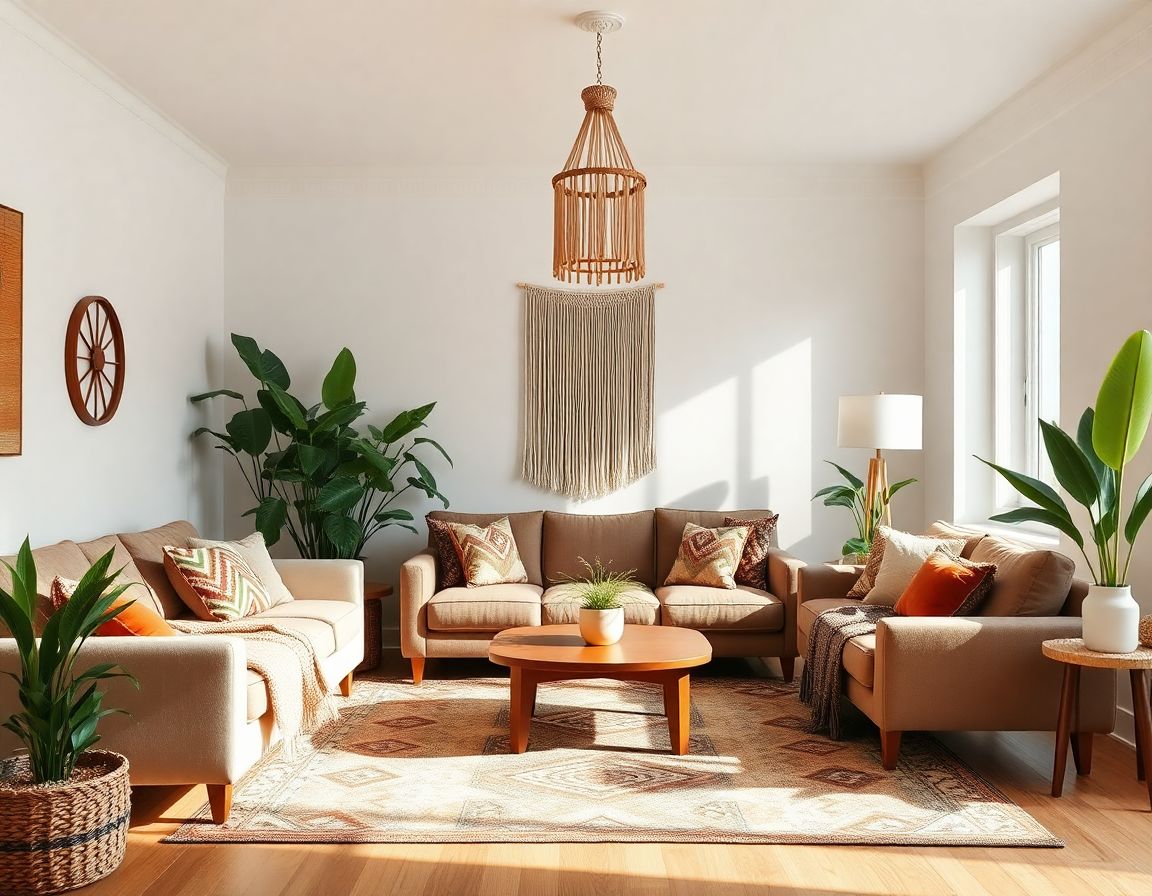 Wizualizacja salonu AI — styl boho